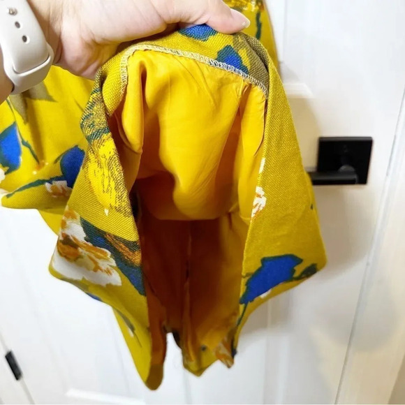 Vtg B. Altman & Co. 50s/60s Sheath Midi Dress Mustard Yellow Floral Boat Neck - Picture 3 of 7